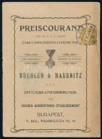 1901 Bp., Büchler &amp; Rausnitz egyenruha árjegyzék, ceruzás jelölésekkel, 19p