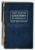 Nagy magyar szakácskönyv és cukrászat. Amerikai viszonyokra alkalmazva. Amerikai suly- és ürmértékekre. New York, 1947, St. Marks Printing Corp., XIII+[1]+338 p. Kiadói egészvászon-kötés, sérült borítóval és gerinccel, a könyvtesttől elváló elülső kötéstáblával.