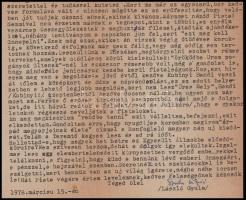 1978 László Gyula (1910-1998) régész-történész gépelt levele Dienes István (1929-1995) régész, muzeo...