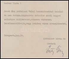 1979 Entz Géza (1913-1993) művészettörténész gépelt levele Dienes István (1929-1995) régész, muzeoló...