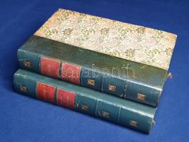 Taine, Hippolyte:  Reise in Italien. Aus dem französischen übertragen von Ernst Hardt. Band I-II: Rom und Neapel. Florenz et Venedig. [Teljes mű két kötetben.] Jena, 1910. Eugen Diederichs. [4] + 370 p.; [4] + 396 + [2] p. Hippolyte Taine (1828-1893) francia történész, kultúrtörténész, a pozitivista filozófia és irodalomtörténet meghatározó alakja. Eredeti nyelven először 1866-ban kiadott útírásában egy 1864. évi itáliai körutazás kulturális és képzőművészeti tapasztalatait teszi közzé. A munka német nyelven először 1904-ben jelent meg, a bibliofil Eugen Diederichs kiadó gondozásában, példányunk a mű 1910. évi újrakiadásból való. Egységes, aranyozott gerincű korabeli félbőr kötésben, felül színes festésű lapszélekkel, az aranyozott címfelirat a gerincen vörös címkén. Szép példány.