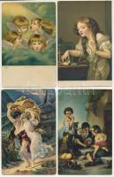 10 db RÉGI Stengel művészlap, közte lithok / 10 pre-1945 Stengel &amp; Co. art postcards, with lithos