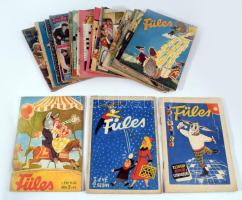 1957 A Füles I. évfolyamának 25 db száma, közte az induló szám (I. évf. 1. sz.), vegyes állapotban