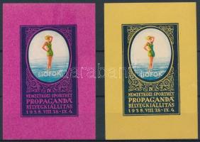 1938/5a + 5b Siófok IV. Nemzetközi Sporthét Propaganda Bélyegkiállítás 2 klf emlékív