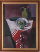 Jelzés nélkül, XX. sz. eleje: Csendélet. Olaj, vászon. Proveniencia: Saphier-gyűjtemény. Restaurált, dublírozott. Dekoratív, kissé sérült fakeretben, 64,5×47,5 cm
