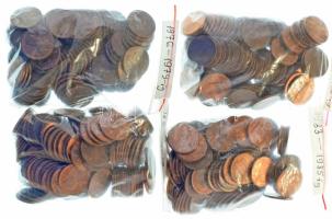 Amerikai Egyesült Államok 1976-1989. 1c bronz és rezezett Zn "Lincoln" (~1,3kg) T:vegyes USA 1976-1989. 1 Cent bronze and copper plated Zn "Lincoln" (~1,3kg) C:mixed Krause KM#201, KM#201a