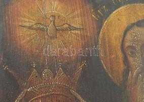 Ikon - Szűz Mária megkoronázása. Keleti ortodox ikonfestő, 18-19. század, sérüléssel, kissé sérült a...