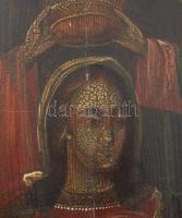 Ikon - Szűz Mária megkoronázása. Keleti ortodox ikonfestő, 18-19. század, sérüléssel, kissé sérült a...