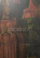 Ikon - Szűz Mária megkoronázása. Keleti ortodox ikonfestő, 18-19. század, sérüléssel, kissé sérült a...