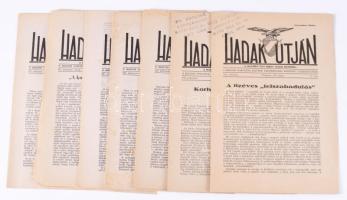 1955-1963 A Hadak Útján 7 db száma, emigráns kiadás, a Magyar Harcosok Bajtársi Közösségének Központi Tájékoztatója