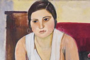 Basch Edit (1895-1980): Fiatal nő gyerekkel. Olaj, vászon, jelzés nélkül. Hátoldalán Magyar Nemzeti ...