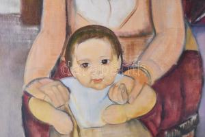 Basch Edit (1895-1980): Fiatal nő gyerekkel. Olaj, vászon, jelzés nélkül. Hátoldalán Magyar Nemzeti ...