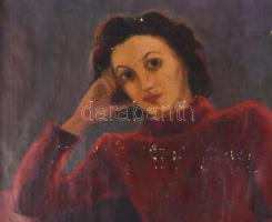 Basch Edit (1895-1980): Női portré. Olaj, vászon, jelzés nélkül. Hátoldalán Magyar Nemzeti Galéria -...