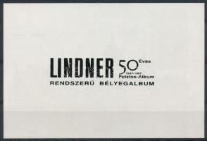1996/A11b Millecentenárium emlékív "50 éves a Lindner rendszerű bélyegalbum" hátoldali felülnyomattal