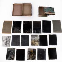 Vegyes üvegnegatív tétel, 2 dobozban, 12x9 cm és 15x10 cm méretben