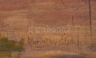 Karinthy Elza (1878-1930): Pihenő a patakparton. Olaj, karton, jelezve jobbra lent. Proveniencia: Sa...