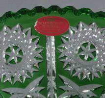 Schönborner zölden pácolt ólomkristály kínáló, címkével jelzett, hibátlan, d: 26 cm