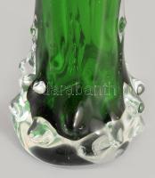 cca 1960 Német iparművész szakított üveg váza, jelzett, hibátlan, m: 20 cm