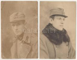 2 db RÉGI első világháborús katonatiszt fotós képeslap / 2 pre-1945 WWI Austro-Hungarian K.u.k. military postcards, soldier. photo