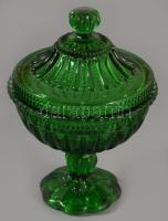 cca 1960 Német ólomkristály fedeles bonbonkínáló edény, jelzés nélkül, hibátlan, m: 22 cm