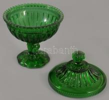 cca 1960 Német ólomkristály fedeles bonbonkínáló edény, jelzés nélkül, hibátlan, m: 22 cm