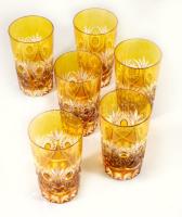 cca 20. sz. eleje, Ezüstpácolt ólomkristály pohár szett, 6 darab, hibátlan, m: 13,5 cm