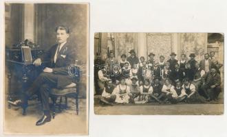 4 db RÉGI fotós képeslap, közte üzlet belső / 4 pre-1945 photo postcards, with shop interior