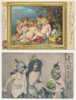 6 db RÉGI üdvözlő képeslap, közte fotó és litho / 6 pre-1945 greeting postcards, with photo and lith...