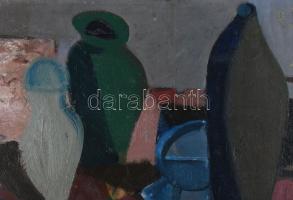 Nagy Sándor Zoltán (1941-): Csendélet, 1967. Olaj, vászon, faroston. Jelezve jobbra lent. Hátoldalán...