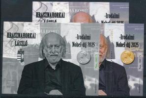 2025 Krasznahorkai László irodalmi Nobel-díj 3 db-os emlékív garnitúra azonos (No. 0015) sorszámmal