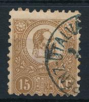 1871 Kőnyomat 15kr jó minőségű képbe fogazott bélyeg pénzutalvány bélyegzéssel (50.000)