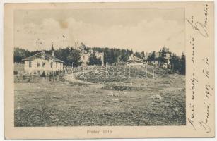 Predeál, Predeal 1916. / első világháborús pusztítás / WWI K.u.K. military, ruined buildings after battle + "A Magy. Sz. Kor. Országos Vöröskereszt Egylete Brassó Megyei Választmánya" (Rb)