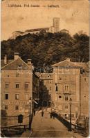 Ljubljana, Laibach; Pod tranco / castle, shops (EB)