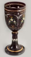 Kehely, bíborpácolt, többrétegű, kézzel festett, hibátlan 21 cm