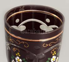Kehely, bíborpácolt, többrétegű, kézzel festett, hibátlan 21 cm