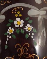 Kehely, bíborpácolt, többrétegű, kézzel festett, hibátlan 21 cm