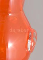 Cseh fátyolos színezésű iparművész váza.Anyagában színezett szakított üveg, üvegszál peremezéssel, h...