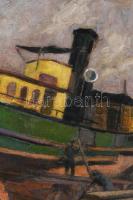 Vass E jelzéssel: Kikötő. Olaj, karton. Proveniencia: Saphier-gyűjtemény. Dekoratív fakeretben. 34,5...