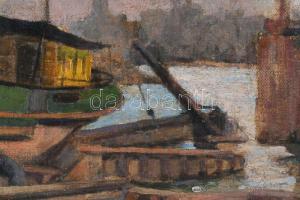 Vass E jelzéssel: Kikötő. Olaj, karton. Proveniencia: Saphier-gyűjtemény. Dekoratív fakeretben. 34,5...