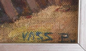 Vass E jelzéssel: Kikötő. Olaj, karton. Proveniencia: Saphier-gyűjtemény. Dekoratív fakeretben. 34,5...