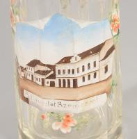 ca 1900 Üdvözlet Szeniczről ( Szenice (szlovákul: Senica, SK, Felvidék) képes sörös korsó, 0,3l, ón ...
