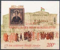 1998/K3a "150 év" Nemzetközi Bélyegkiállítás karton emlékív piros felülnyomattal