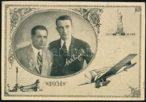 Endresz György (1893-1932) pilóta aláírása levelezőlapon