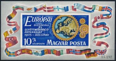 1975 Helsinki vágott blokk (10.000) (betapadásnyomok / gum disturbances)