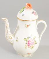 Herendi rózsamintás kanna, jelzett, rózsáján sérüléssel, m: 16,5 cm