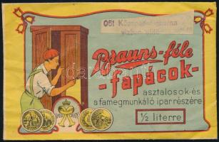 Brauns-féle fapác asztalosok és a famegmunkáló ipar részére, közepes dióbarna, vízben oldódó, bontatlan, 8x12 cm