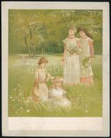 cca 1900 Veloutine krém és púder reklámkártya, színes litho illusztrációval, 14x11 cm