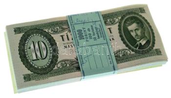 1975. 10Ft (99x) "A 105" eredeti banki kötegelővel, közte sorszámkövető sorozatok, egyugrásos sorszámkövetők, közeli sorszámok T:UNC hullámos papír Adamo F8