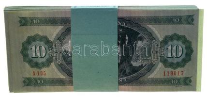 1975. 10Ft (99x) "A 105" eredeti banki kötegelővel, közte sorszámkövető sorozatok, egyugrá...