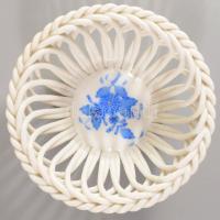 Herendi Apponyi Blue mintás kosár kínáló, jelzett, hibátlan, d: 9,5 cm
